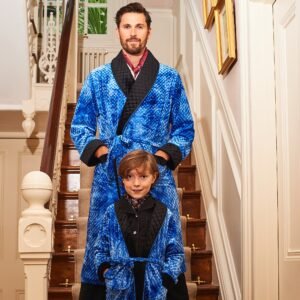 HEFNER UNISEX CHILDREN'S VELVET LOUNGE ROBE ELECTRIC BLUE